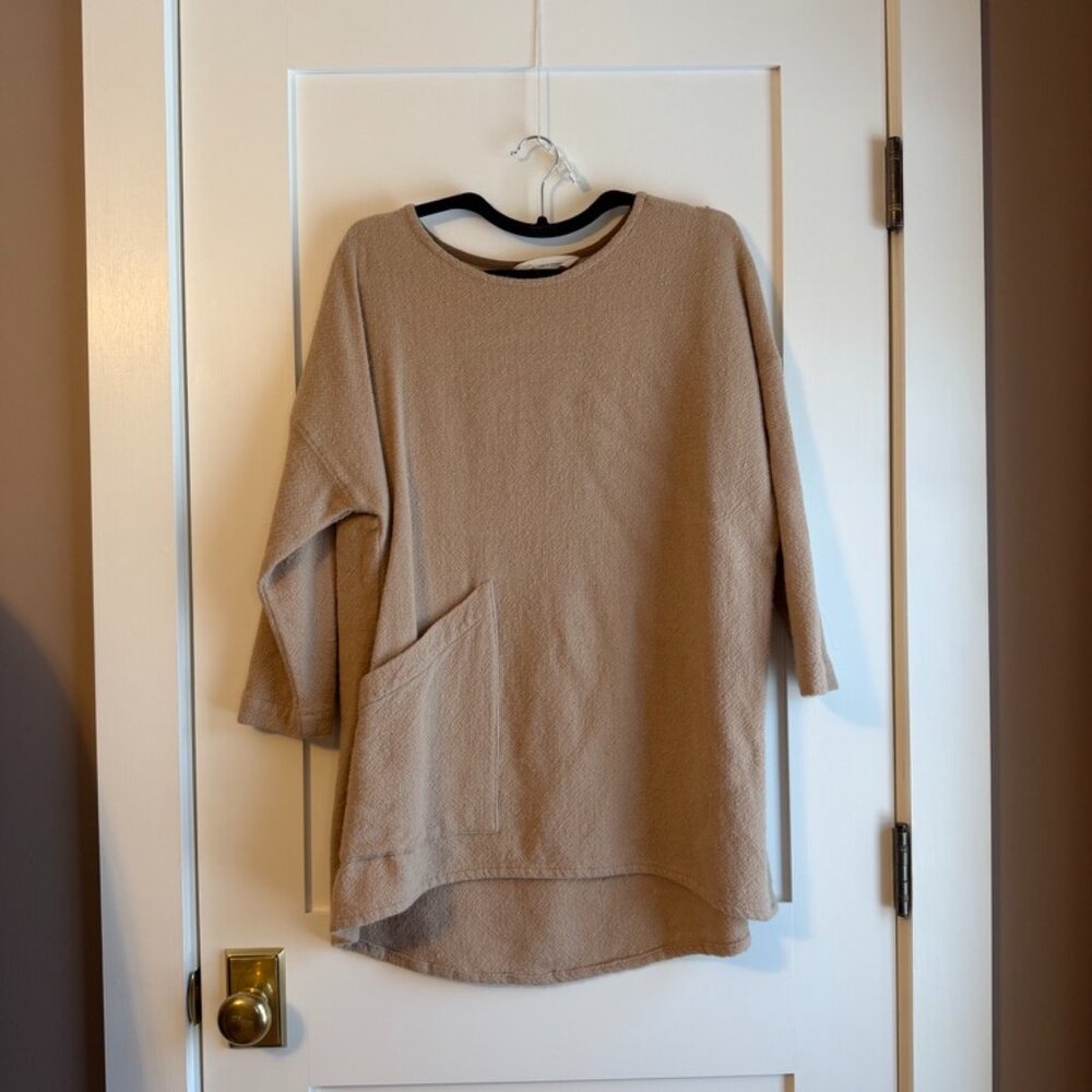 Elizabeth Suzann Harper Tunic in lightweight fawn wool - OSM.